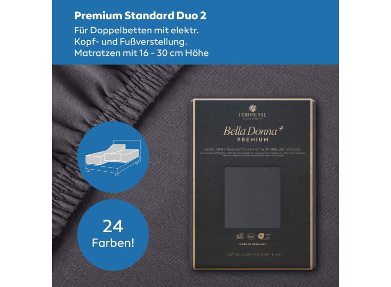 Bella Donna Premium Standard DUO 2 - Spannbettlaken für Matratzen bis 30 cm Höhe mit elektrischer Kopf- und Fußverstellung