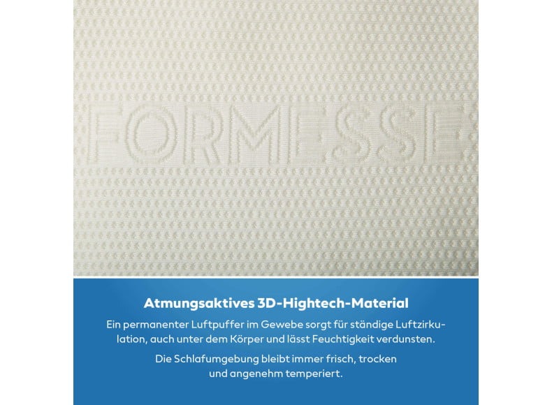 Formesse Satinesse Air Silver - Ständige Luftzirkulation dank atmungsaktivem 3D-Hightech-Material sorgt für trockene Schlafumgebung