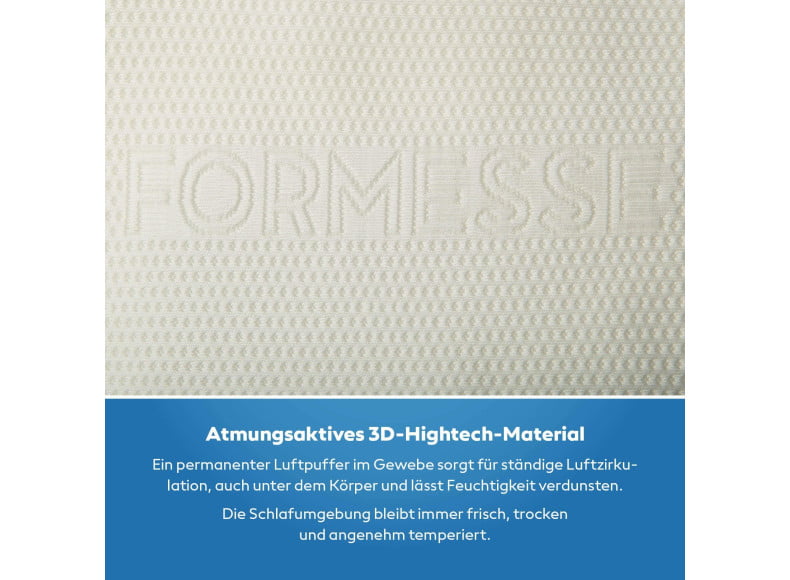 Formesse Satinesse Air Silver - Ständige Luftzirkulation dank atmungsaktivem 3D-Hightech-Material sorgt für trockene Schlafumgebung