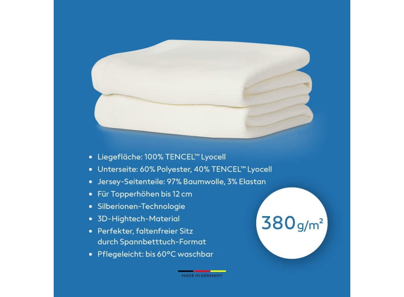 Formesse Satinesse Air Silver - Topper-Schonbezug in einer 380 g/m² schweren, hochwertigen Qualität