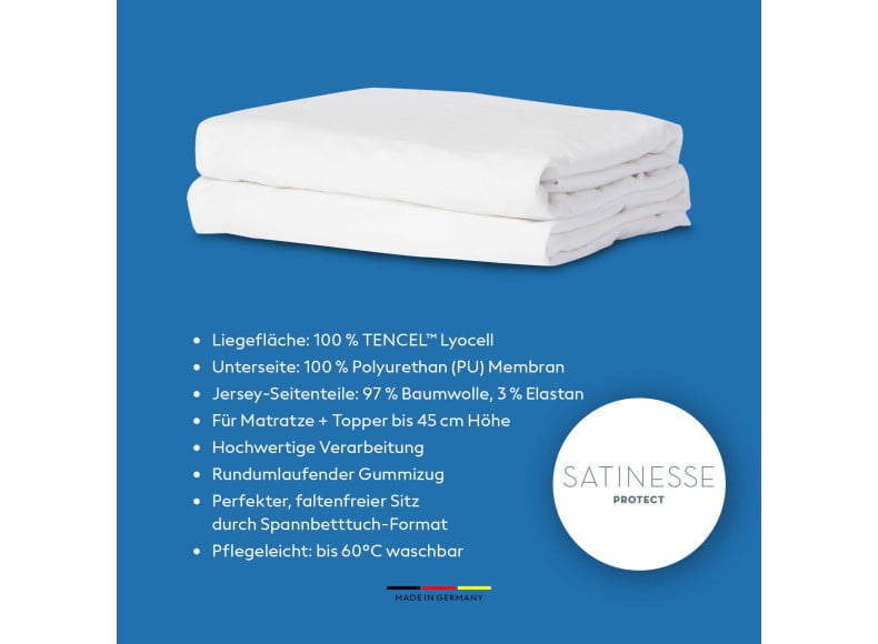 Formesse Satinesse Protect Alto - Weiche Tencel Lyocell Oberfläche, feuchtigkeitsabweisende Polymermembran und Jersey-Seitenteile