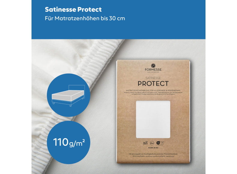 Formesse Satinesse Protect - Matratzen-Schonbezug im Spannbetttuch-Format für Matratzen bis 30 cm Höhe