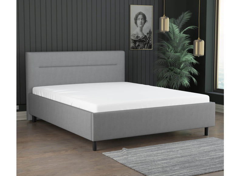 Hellgrau 5246 Tia - 30cm Rahmen,100cm Kopfteil, 12cm Füße