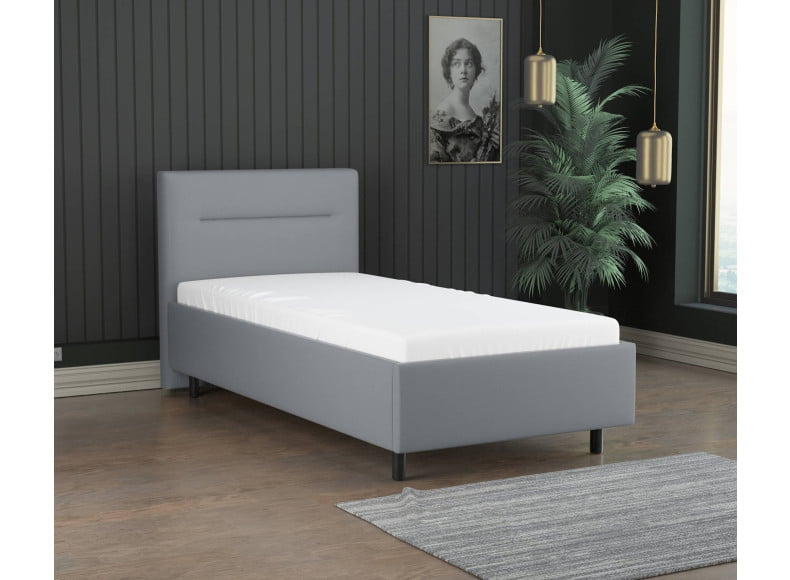 Hellgrau 5434 Loto - 30cm Rahmen,100cm Kopfteil, 12cm Füße - Polsterbett 90x210