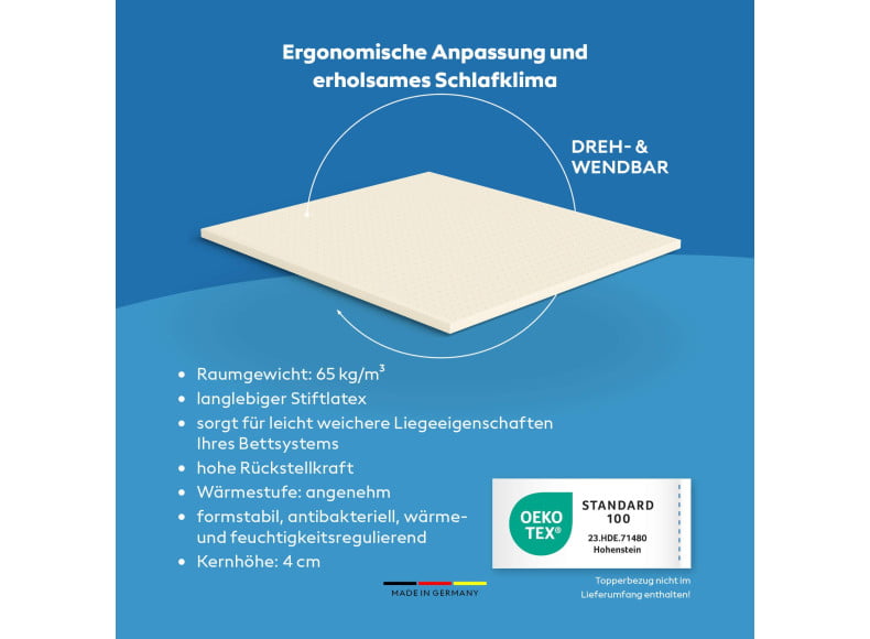 Ersatz Latex Topperkern - Ergonomische Anpassung und  erholsames Schlafklima