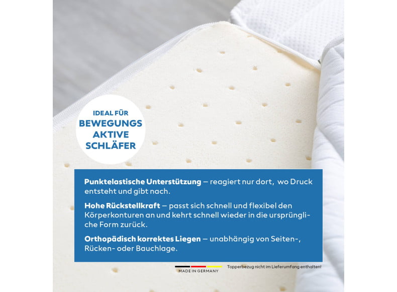 Ersatz Latex Topperkern - passt sich schnell und flexibel den Körperkonturen an