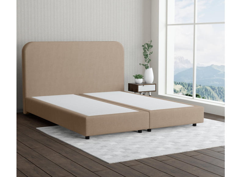 Beige 3315 Tia - 20cm Box,100cm Kopfteil, 6cm Füße - Boxspringbett ohne Matratze