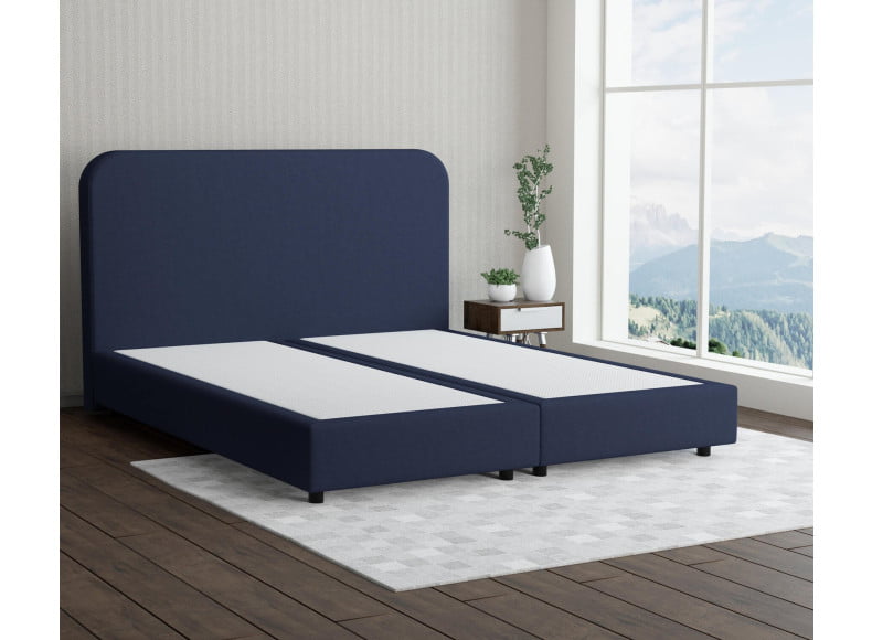 Marineblau 3920 Tia - 20cm Box,100cm Kopfteil, 6cm Füße - Boxspringbett ohne Matratze