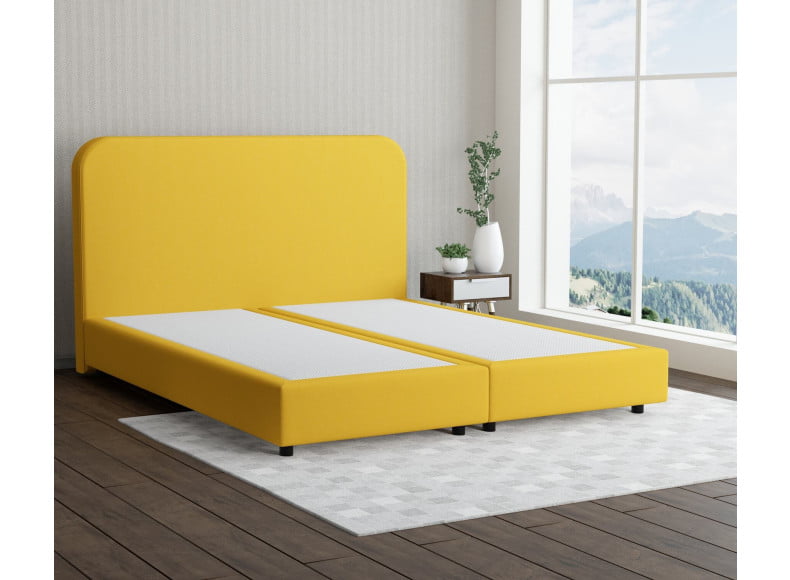 Senfgelb 5569 Tia - 20cm Box,100cm Kopfteil, 6cm Füße - Boxspringbett ohne Matratze