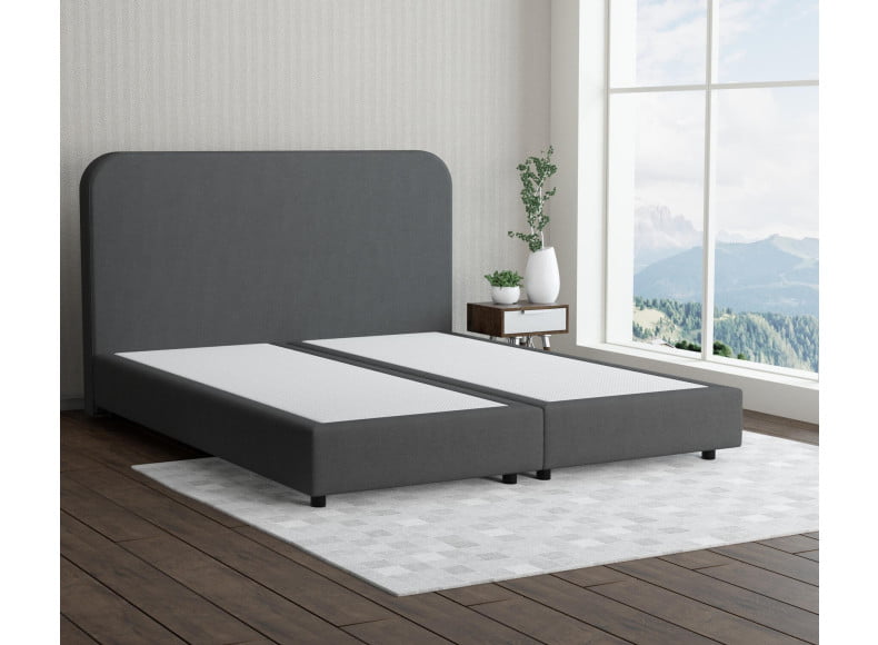 Dunkelgrau 5711 Tia - 20cm Box,100cm Kopfteil, 6cm Füße - Boxspringbett ohne Matratze