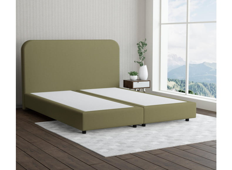 Grüngelb 9636 Tia - 20cm Box,100cm Kopfteil, 6cm Füße - Boxspringbett ohne Matratze