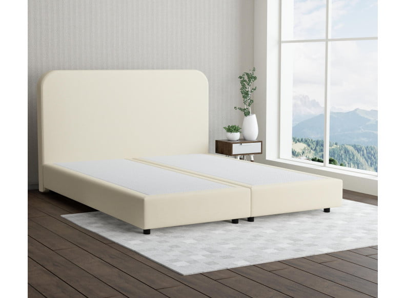 Ecru 135-135 Woolyun - 20cm Box,100cm Kopfteil, 6cm Füße - Boxspringbett ohne Matratze