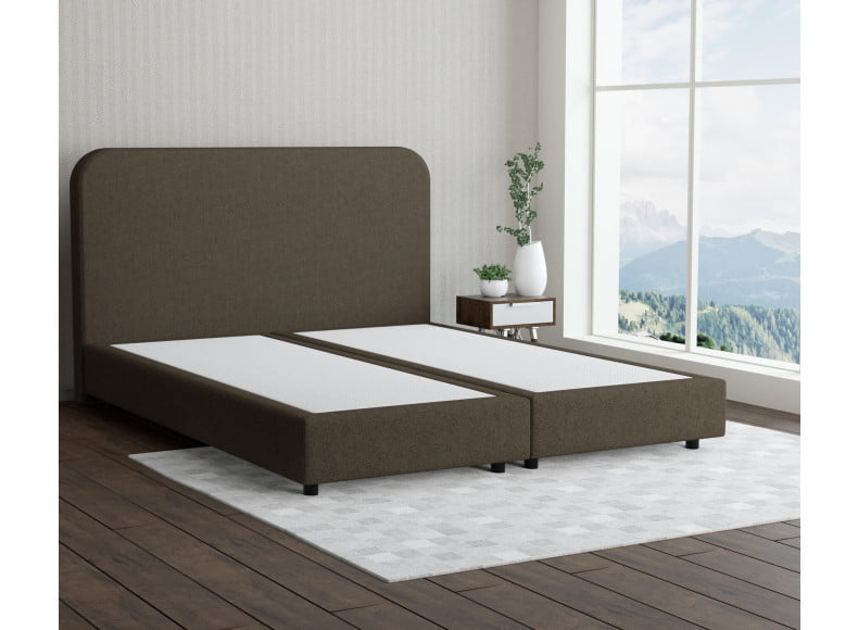 Taupe 18-72 Woolyun - 20cm Box,100cm Kopfteil, 6cm Füße - Boxspringbett ohne Matratze