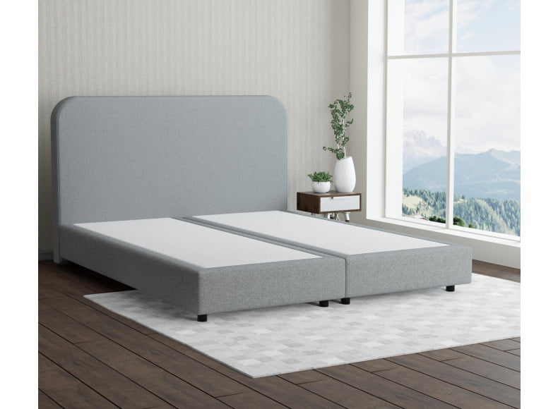 Grau 24-24 Woolyun - 20cm Box,100cm Kopfteil, 6cm Füße - Boxspringbett ohne Matratze
