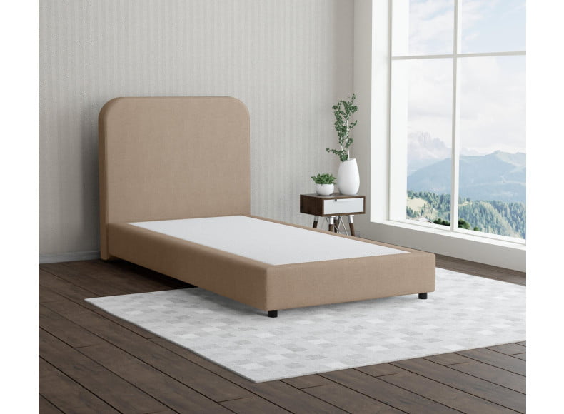 Beige 3315 Tia - 20cm Box,100cm Kopfteil, 6cm Füße - Boxspringbett ohne Matratze