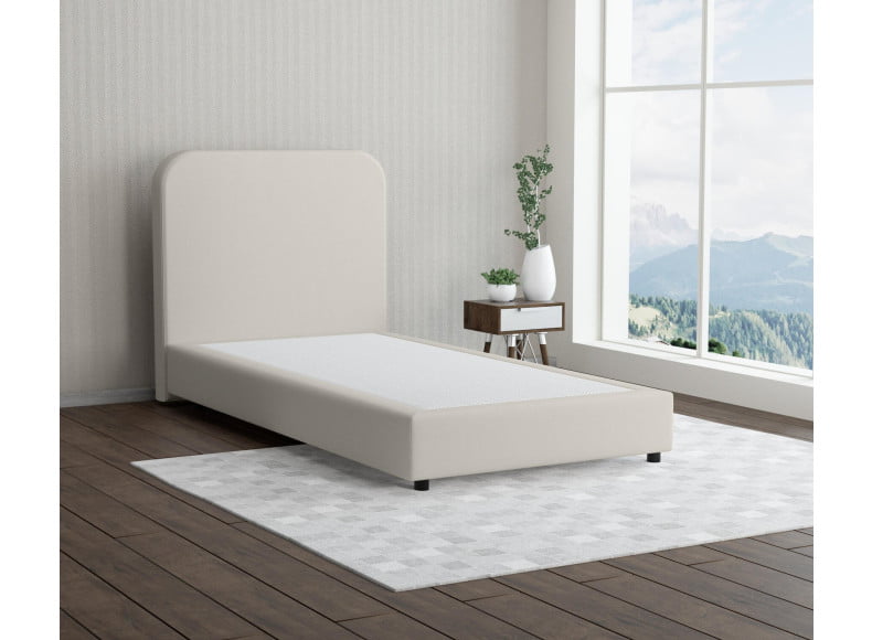 Cremeweiß 3906 Tia - 20cm Box,100cm Kopfteil, 6cm Füße - Boxspringbett ohne Matratze