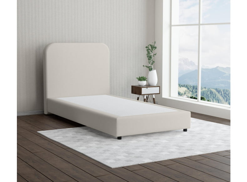 Cremeweiß 3906 Tia - 20cm Box,100cm Kopfteil, 6cm Füße - Boxspringbett ohne Matratze