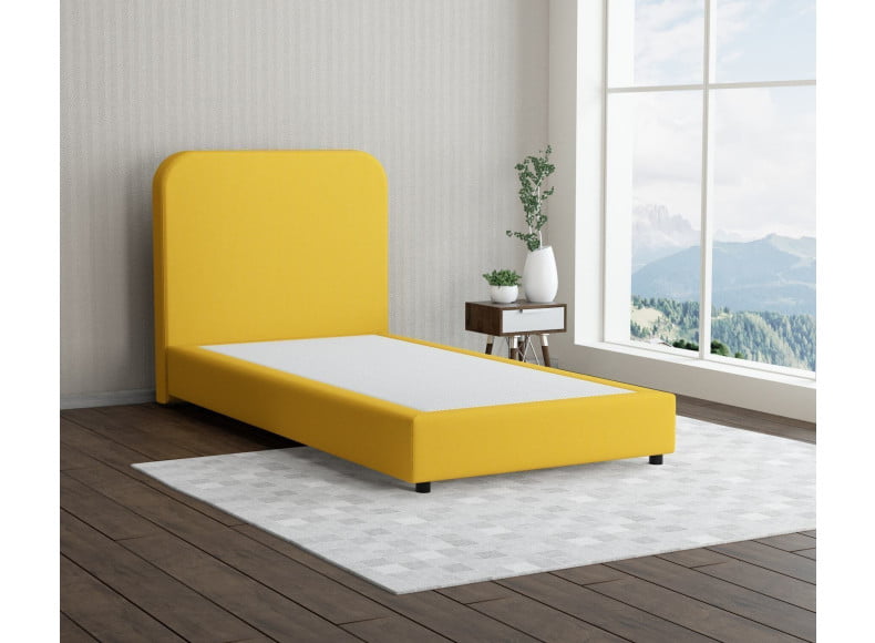 Senfgelb 5569 Tia - 20cm Box,100cm Kopfteil, 6cm Füße - Boxspringbett ohne Matratze