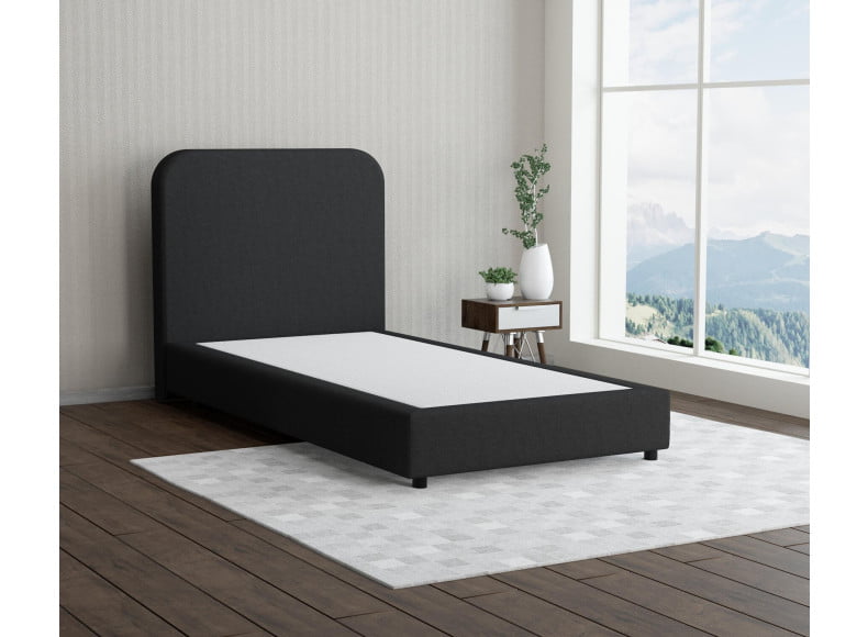Schwarz 7006 Tia - 20cm Box,100cm Kopfteil, 6cm Füße - Boxspringbett ohne Matratze