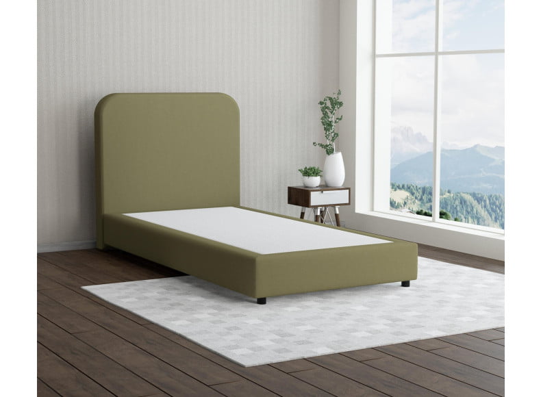 Grüngelb 9636 Tia - 20cm Box,100cm Kopfteil, 6cm Füße - Boxspringbett ohne Matratze