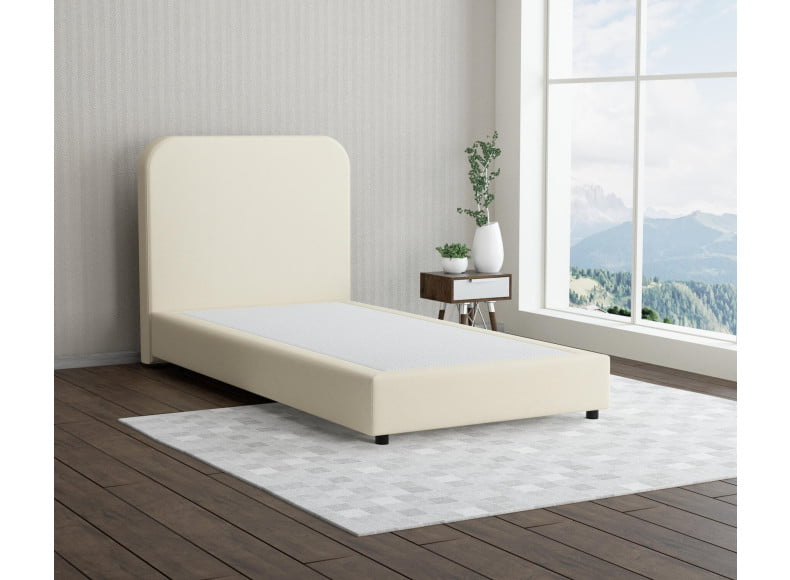 Ecru 135-135 Woolyun - 20cm Box,100cm Kopfteil, 6cm Füße - Boxspringbett ohne Matratze