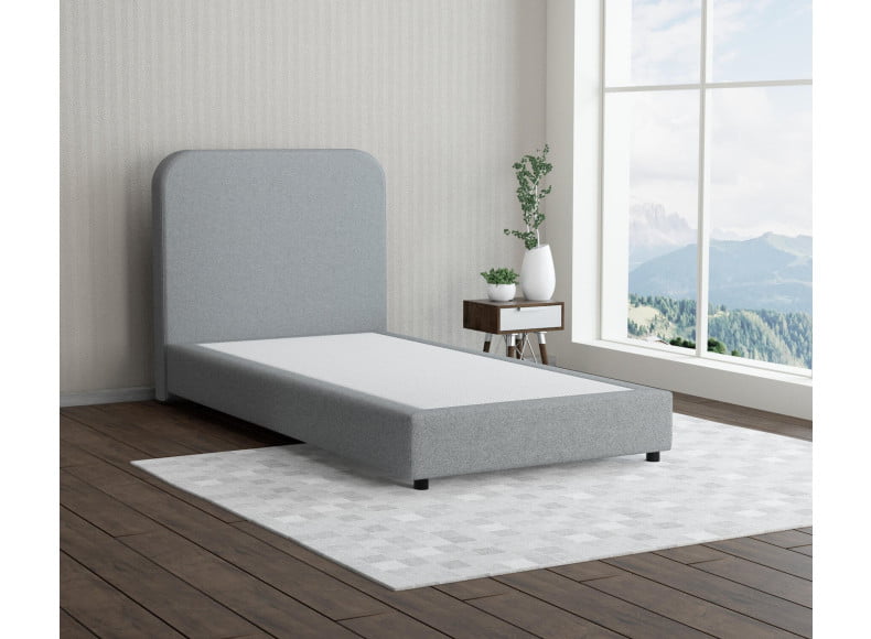 Grau 24-24 Woolyun - 20cm Box,100cm Kopfteil, 6cm Füße - Boxspringbett ohne Matratze