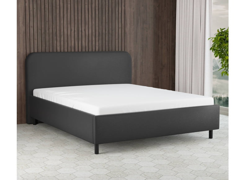 Schwarz 7006 Loto - 30cm Rahmen,100cm Kopfteil, 12cm Füße - Polsterbett 200x200 cm