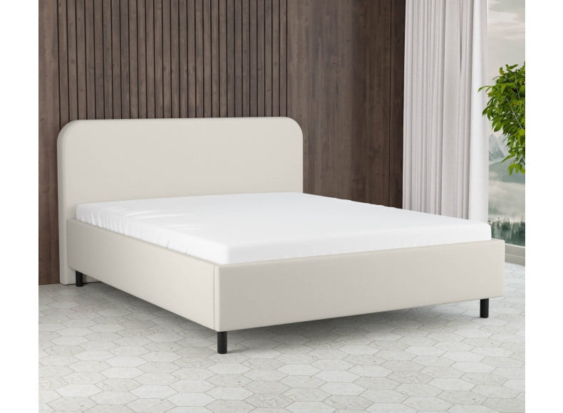 Cremeweiß 3906 Tia - 30cm Rahmen,100cm Kopfteil, 12cm Füße - Polsterbett 200x200 cm