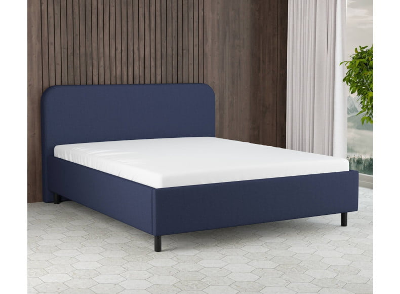 Marineblau 3920 Tia - 30cm Rahmen,100cm Kopfteil, 12cm Füße - Polsterbett 200x200 cm