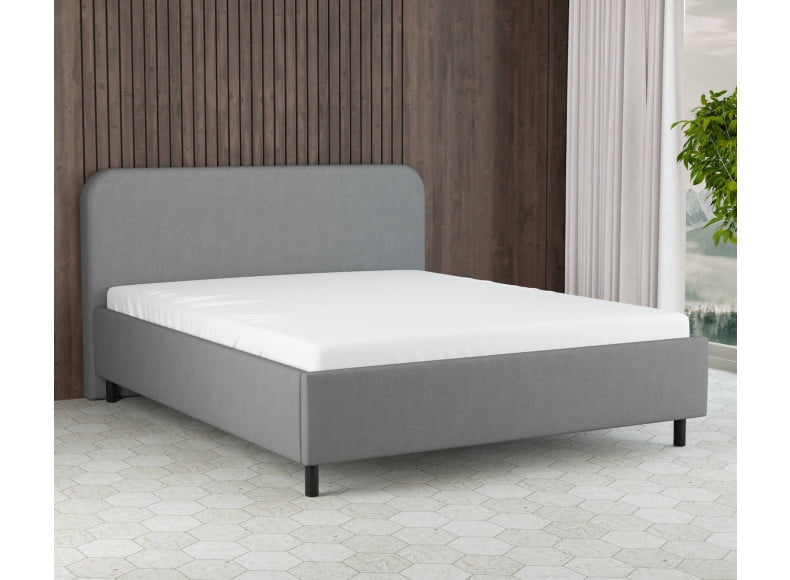 Hellgrau 5246 Tia - 30cm Rahmen,100cm Kopfteil, 12cm Füße - Polsterbett 200x200 cm