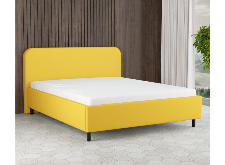 Senfgelb 5569 Tia - 30cm Rahmen,100cm Kopfteil, 12cm Füße - Polsterbett 200x200 cm