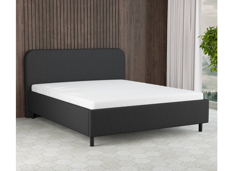 Schwarz 7006 Tia - 30cm Rahmen,100cm Kopfteil, 12cm Füße - Polsterbett 200x200 cm