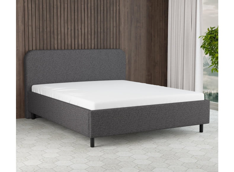 Anthrazit 09-24 Woolyun - 30cm Rahmen,100cm Kopfteil, 12cm Füße - Polsterbett 200x200 cm