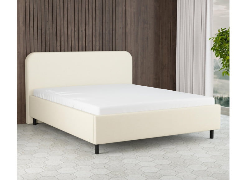 Ecru 135-135 Woolyun - 30cm Rahmen,100cm Kopfteil, 12cm Füße - Polsterbett 200x200 cm