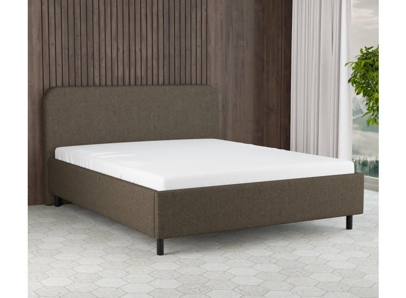 Taupe 18-72 Woolyun - 30cm Rahmen,100cm Kopfteil, 12cm Füße - Polsterbett 200x200 cm