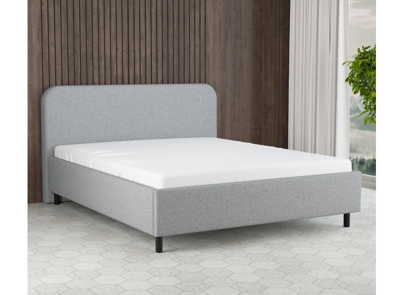 Grau 24-24 Woolyun - 30cm Rahmen,100cm Kopfteil, 12cm Füße - Polsterbett 200x200 cm