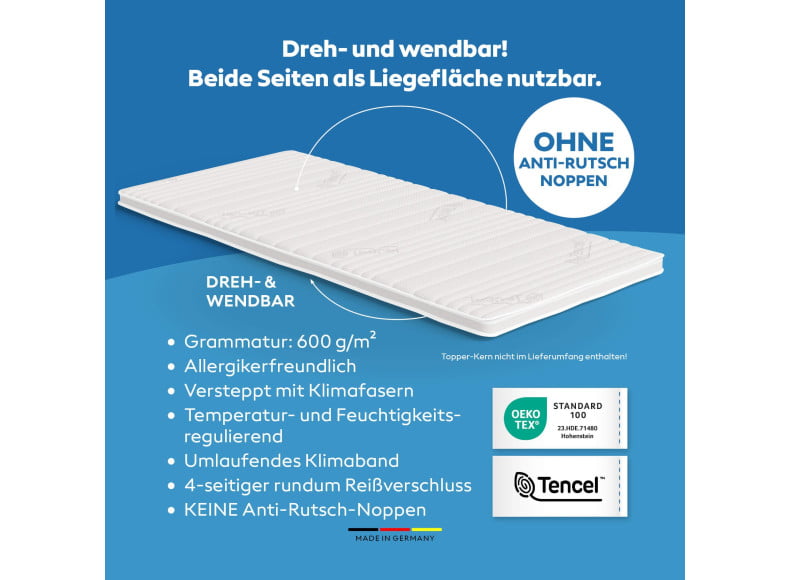 Ohne rutschfester Unterseite - dreh- und wendbar - beide Seiten als Liegefläche nutzbar