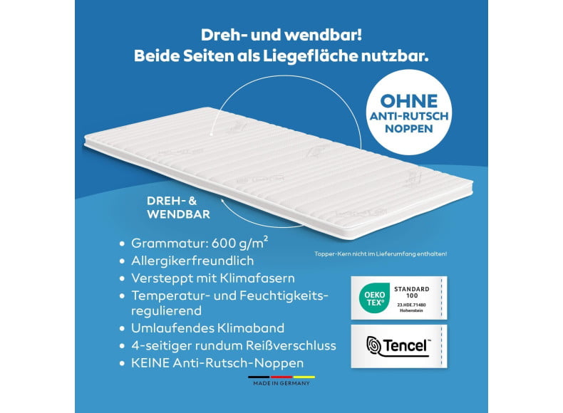 Ohne rutschfester Unterseite - dreh- und wendbar - beide Seiten als Liegefläche nutzbar