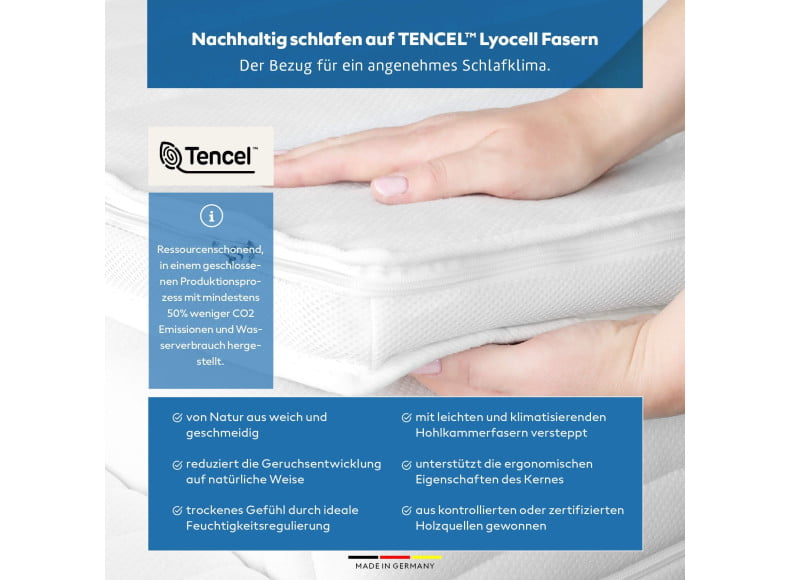 Nachhaltig schlafen auf TENCEL Lyocell Fasern - Der Bezug für ein angenehmes Schlafklima.