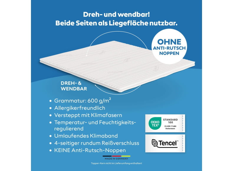 Ohne rutschfester Unterseite - dreh- und wendbar - beide Seiten als Liegefläche nutzbar