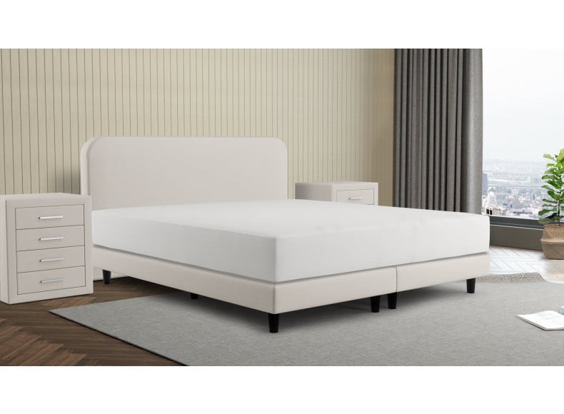 Abb. Woolyun 135-135 / Abb. Kopfteil 100cm / Füße 12cm / Boxspring 15 cm / Matratze 22 cm