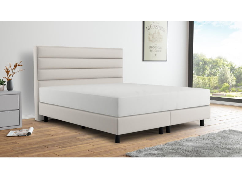 Woolyun Ecru 135-135 (Abb. Kopfteil 120cm, Boxspring 20cm, Füße 12cm)