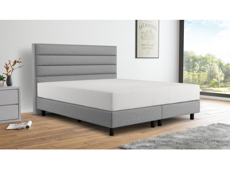 Woolyun Grau 24-24 (Abb. Kopfteil 120cm, Boxspring 20cm, Füße 12cm)