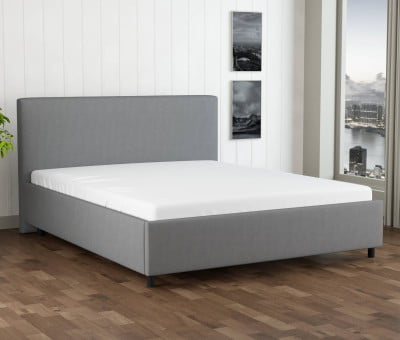 Hellgrau 5246 Tia - 30cm Rahmen,100cm Kopfteil, 12cm Füße - Polsterbett 180x200