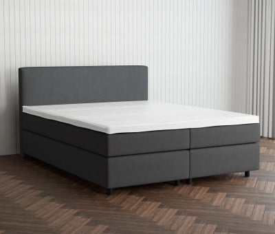 Grau 24-24 Woolyun - 30cm Box,100cm Kopfteil, 6cm Füße - Boxspringbett 180x200