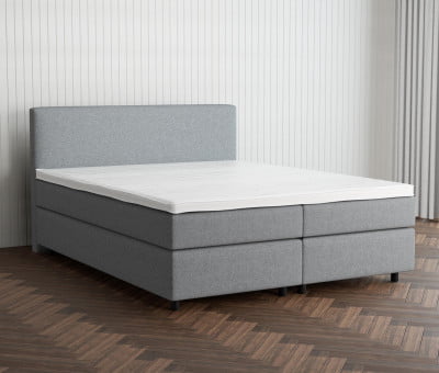 Grau 24-24 Woolyun - 30cm Box,100cm Kopfteil, 6cm Füße - Boxspringbett 180x220