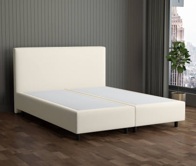 Cremeweiß 3906 Tia - 30cm Box,100cm Kopfteil, 12cm Füße - Boxspringbett ohne Matratze 180x220