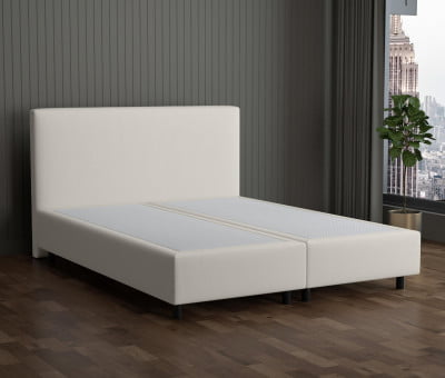 Cremeweiß 3906 Tia - 30cm Box,100cm Kopfteil, 12cm Füße - Boxspringbett ohne Matratze 150x180