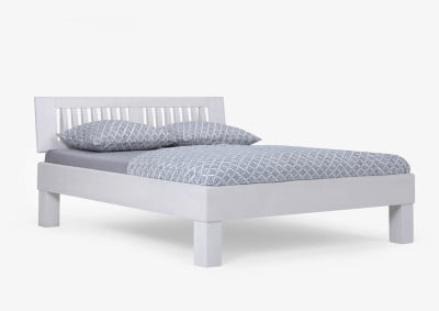 Avant Massivholzbett 180x200 Buche Weiß lackiert mit 27cm Füßen