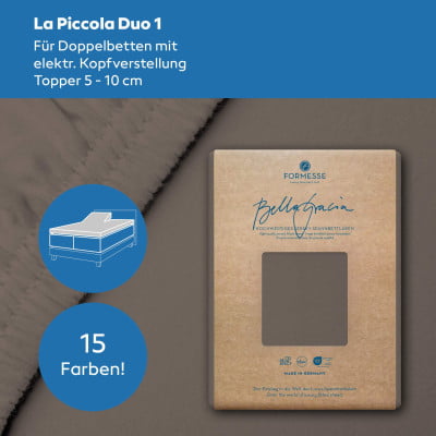 Bella Gracia La Piccola Duo 1 Spannbettlaken für Topper mit verstellbarem Kopfteil und einer Höhe bis 10 cm